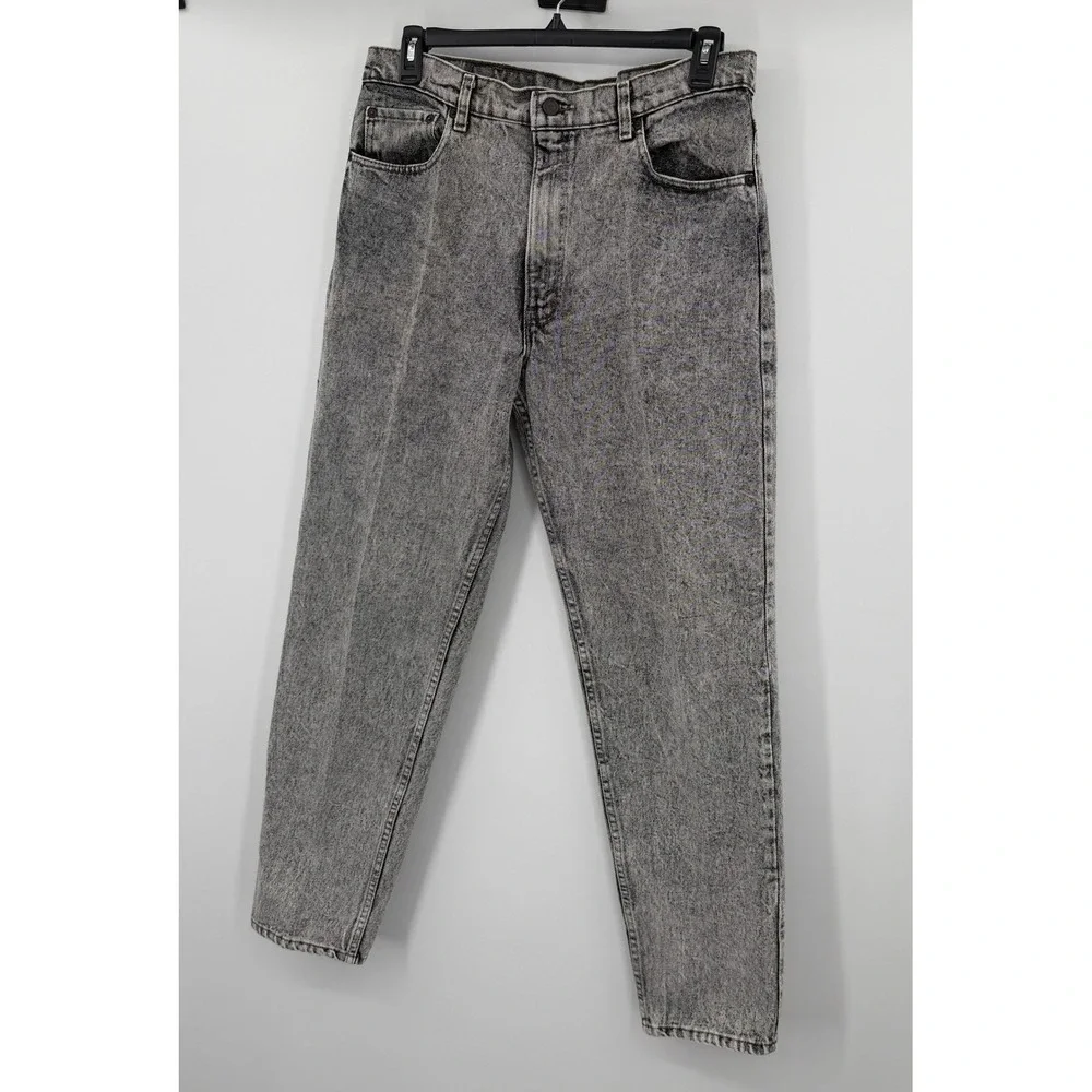 Vintage Levis 550 Relaxed Fit Tapered Leg Grey Acid Wash Jeans USA Made 36x32